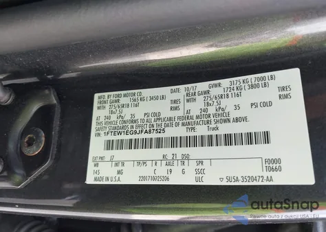 2018 Ford F-150 Xlt z USA, uszkodzony, nr VIN 1FTEW1EG9JFA87525